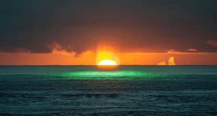 During sunset green flash?
