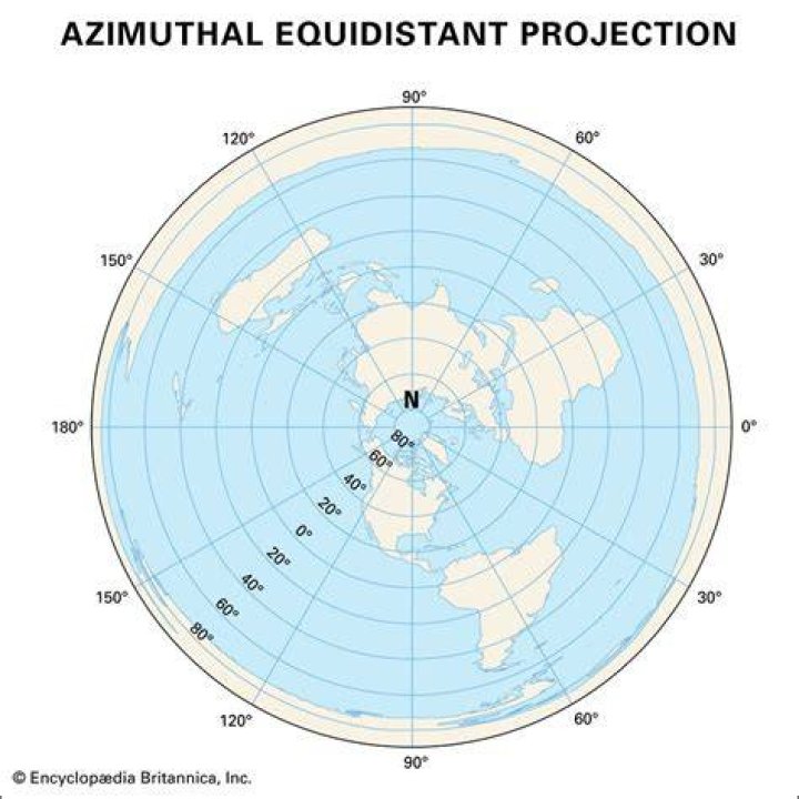 How does azimuthal equidistant projection work?