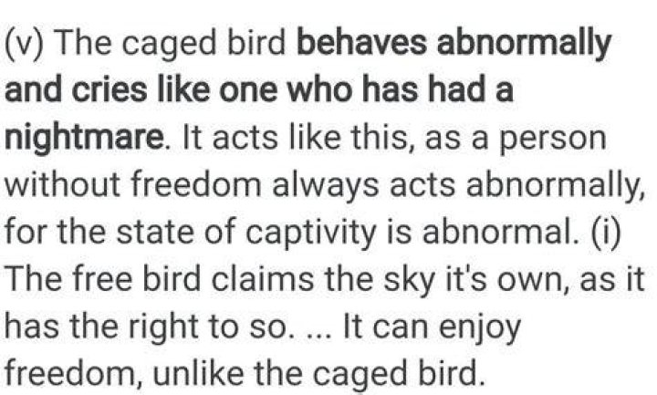 How does the encaged bird behave?