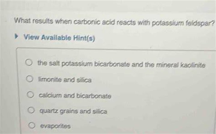 When carbonic acid reacts with potassium feldspar?
